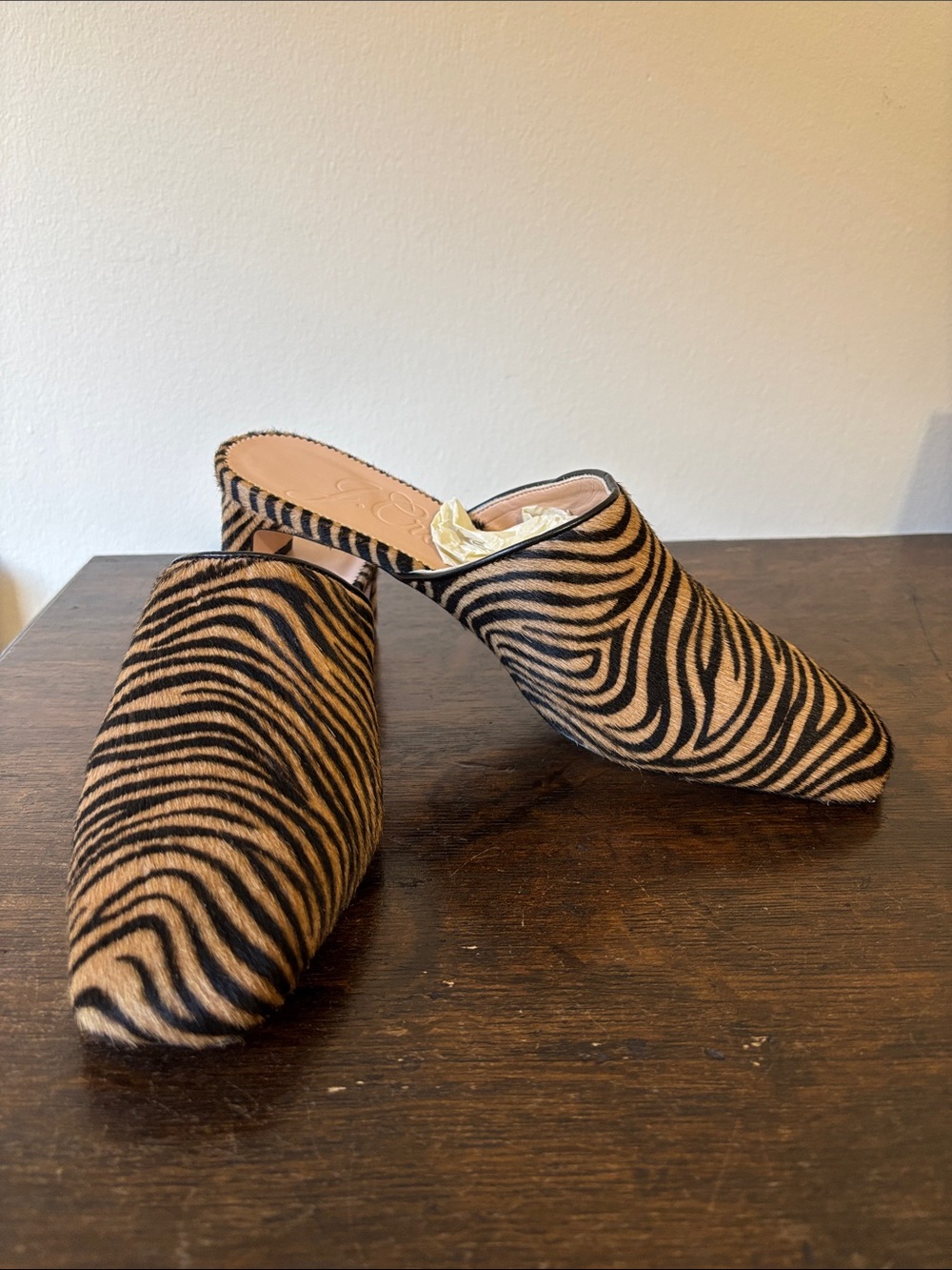 J. Crew Malawi Zebra Haircalf Mule Pump - Sandy Beach & Black